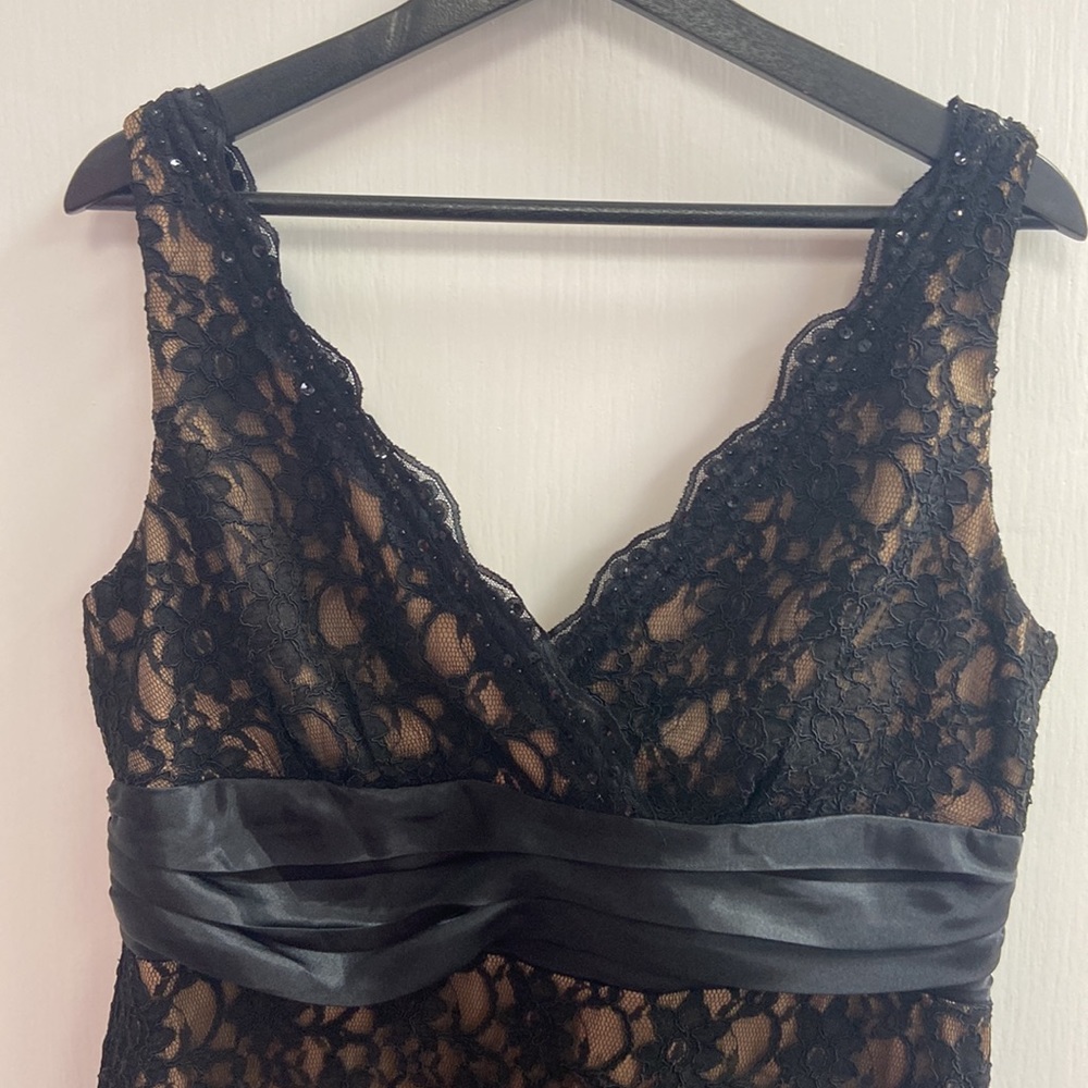 S.L. Fashions Black Lace Sleeveless Mini Dress - Picture 3 of 4